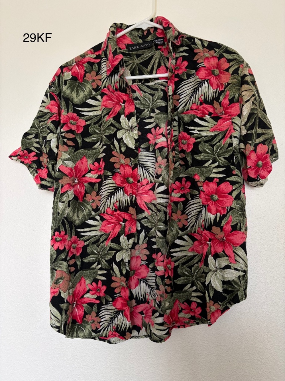 Take Away Vintage Hawaiian Floral Button Down Shirt *29KF*
